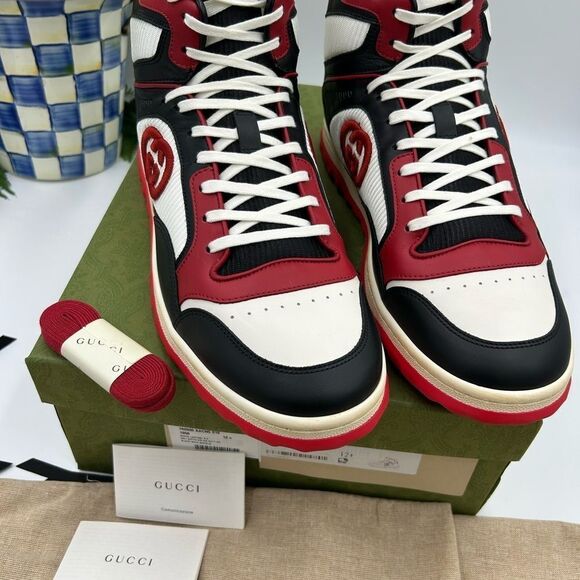 Men’s Gucci Mac 80 leather high top sneaker size 12.5 made in Italy - Picture 5 of 12